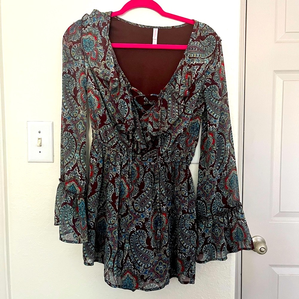Xhilaration Maroon paisley print romper (Target)